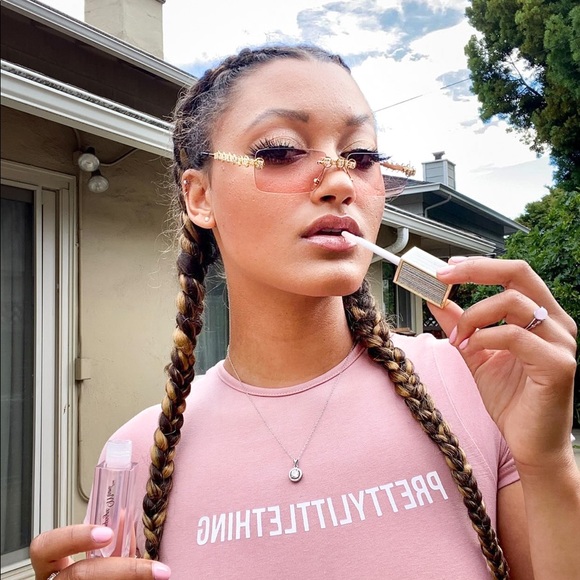 Rimless Rhinestone Luxury Pink Bling Sunglasses & Case 5Pc Gift Bag Set - Picture 5 of 8